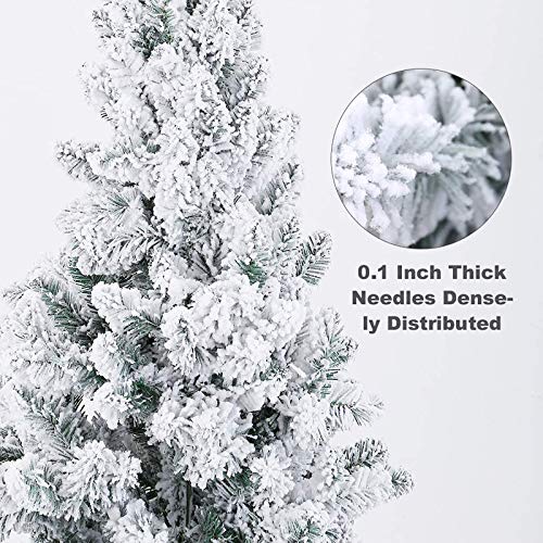 Unlit Snow Flocked Christmas Tree Hinged Snowy Xmas Pine Tree Easy Assembly With Metal Stand,300Cm 10Ft White Snow Dusted Artificial Christmas Tree #TOP6