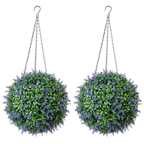 CHRISTOW Artificial Lavender Topiary Balls Pair 30cm