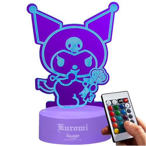 Get Trend Hello Kitty Sanrio Lampe de Chevet LED Kawaii, Kuromi Cinnamoroll, Alimentation USB et Piles, 16 Couleurs et 4 Modes, Décoration Chambre (Multi...
