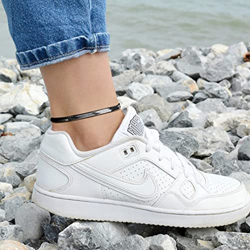 Image of FOCALOOK 14K Gold Plated Anklets for Women Waterproof Plus Size Ankle Bracelet 8.5-10.5 Inch Adjustable Mariner /Figaro /Flat Snake /Cuban Link Chain Anklet Jewelry for Summer Beach Holiday