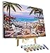 VIGEIYA DIY Paint by Numbers for Adults Include Framed Canvas and Wooden Easel with Brushes and Acrylic Pigment 15.7x19.6inch (Beach)