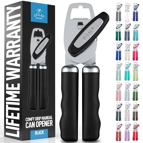 Comparison: Best Hand Held Can Opener 5 Zulay Kitchen Heavy Duty Stainless Steel Can Opener Manual with Bottle Opener - Rust Proof Manual Can Opener With Turn Knob & Comfy Soft Grip Handles - Black