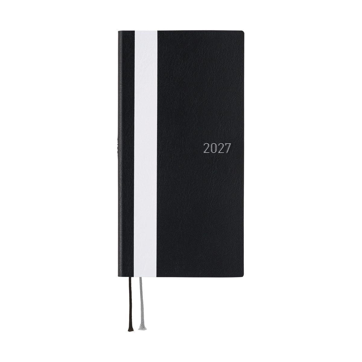 hobonichi techo 2027 weeks white line/black, january start, weekly planner, weekly left-hand layout, slim vertical