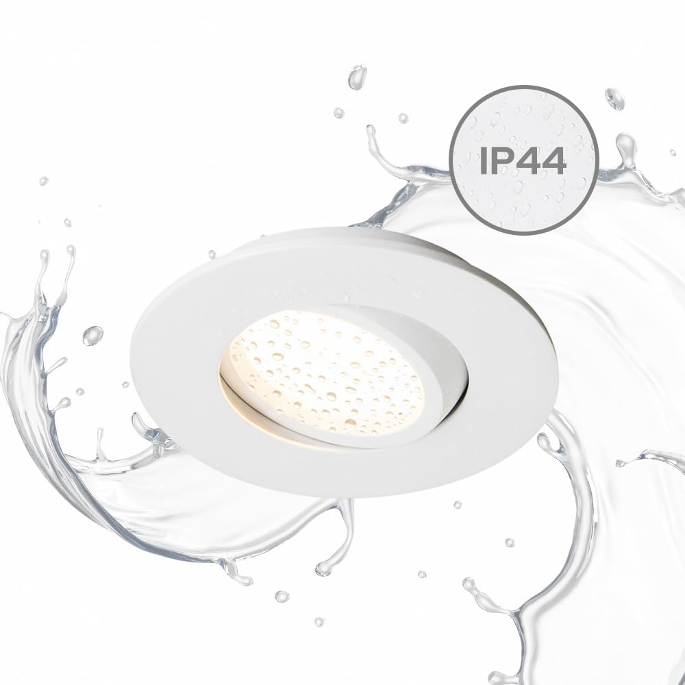EDO Zestaw 3 sztuk - Oprawa Wpuszczana LED GU10 5,5W 6500K 230V POLI Biała Okrągła Ø 95 mm - Reflektor Podtynkowy z Regulowanym Pierścieniem - Lampa Sufitowa IP44 do Łazienki, Pralni, Kuchni