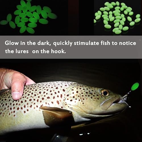 image for AGOOL Glow Fishing Beads Saltwater, 100/200 pcs Luminous Fishing Beads