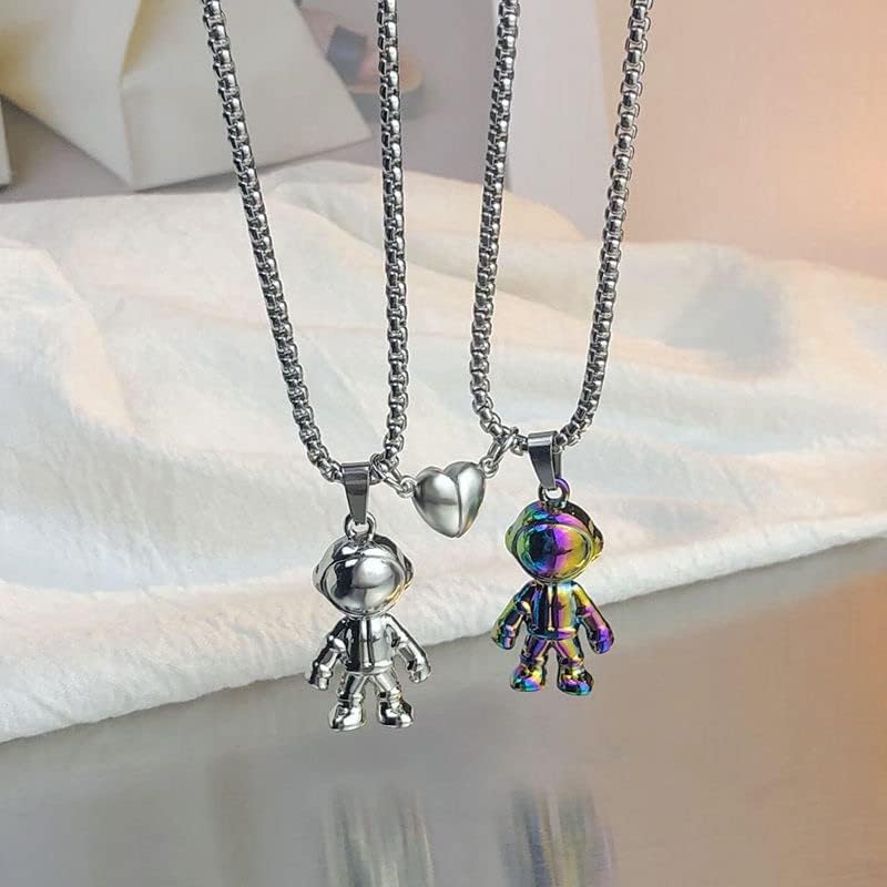 Miniatura 9 de ZZ ZINFANDEL 2 collares magnéticos de atracción mutua para parejas atracción mutua collar de astronauta a juego para él y ella regalos de joyería de