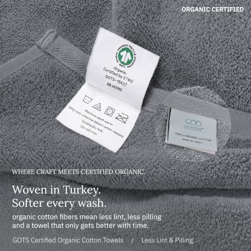 California Design Den Organic Cotton Bathroom Towel Set of 6, Grey - image 5