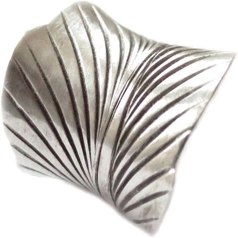 Sterling Silver Wide Boho Wrap Band Leaf Ring, Handmade Engraved Palm Leaf or Feather Tribal Ring, Adjustable, Can fit any finger, Also as Thumb ring, Gift for Her