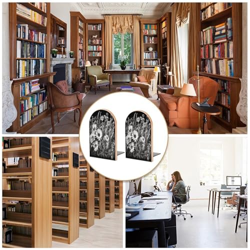 Sujetalibros de madera moderno y resistente con base de metal antideslizante 6