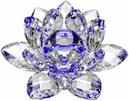 Amlong Crystal Hue Reflection Crystal Lotus Flower with Gift Box, Blue, 4 Inch