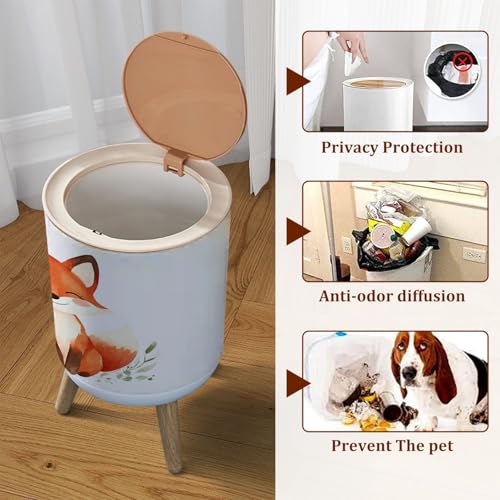 Caneca de basura pequeña con tapa 1.8 gal redonda para baño y oficina miniatura 3