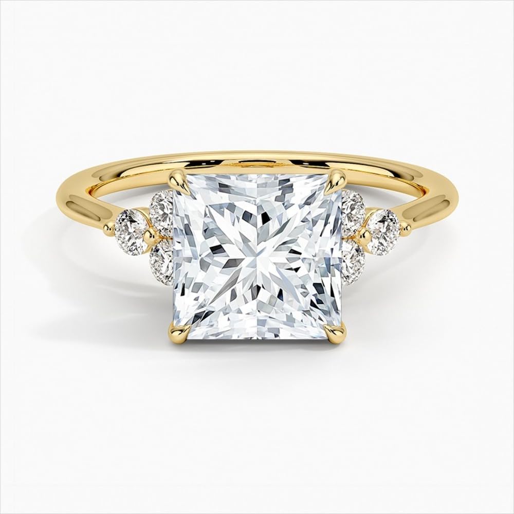 1–5 Carat Princess Cut Lab Grown Diamond Ring VVS2 10K 14K 18K Solid Gold & 925 Sterling Silver Engagement Ring Accent Solitaire Wedding Bridal Anniversary Christmas Gift for Women(IGI Certified)