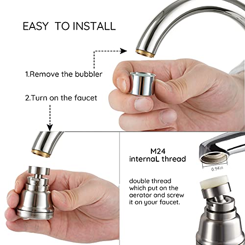 Srmsvyd Kitchen Faucet Sprayer Head Attachment 360° Rotatable Soild Brass Moveable Kitchen Tap Head High Pressure Faucet Booster Easy To Wash Dishes Wash Vegetables And Wash Fruits（Brushed Nickel） #TOP5