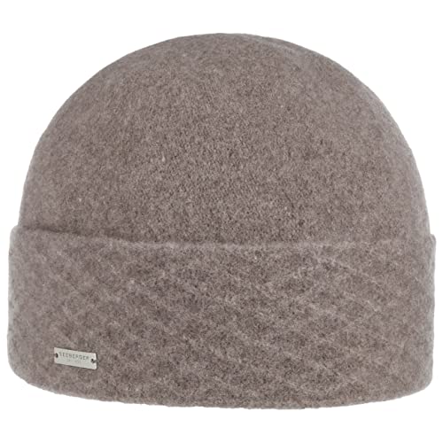 Bonnet bonnet en laine Seeberger avec revers bonnet pour l'hiver en laine foulée taupe