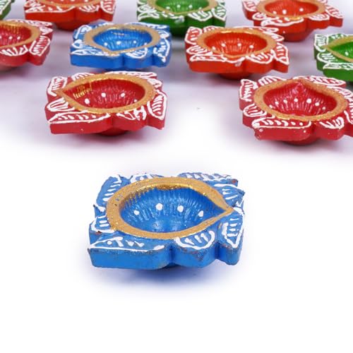 TIED-RIBBONS-12-pcs-Handmade-Clay-Diya-for-Diwali-Wax-Filled-Traditional-Homemade-Diyas-Tealight-Indian-Oil-Lamp-Diwali-Decorations-for-Home-Terracotta-Diyas-Swastik-Diya-Diwali-Gifts