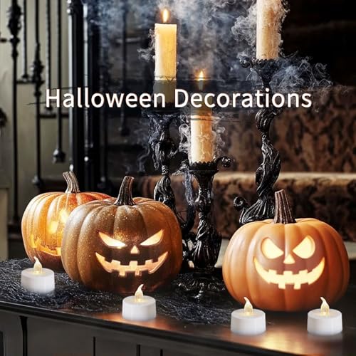 Image of LANKER Flameless Candles with 6H Timer, Flickering Warm White LED Tea Lights, Romantic Long Lasting Battery Operated Fake Candles for Party, Halloween and Christmas, Set of 24 (Warm White)