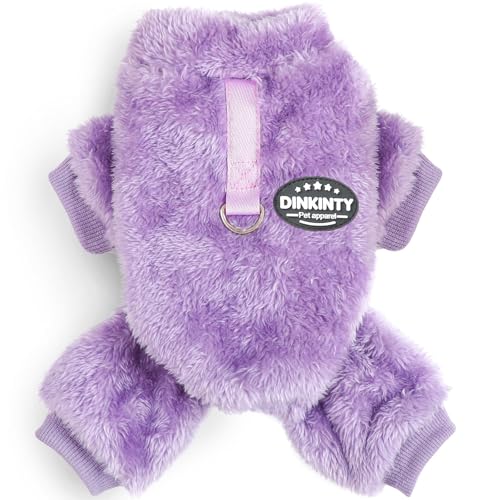 Dog Sweaters for Small Dogs Puppy Pjs Fleece Dog Pajamas Winter Warm Doggie Sweater Thermal Stretchy Jumpsuit Pet Clothes Outfits Cat Apparel (Purple, XX-Small)