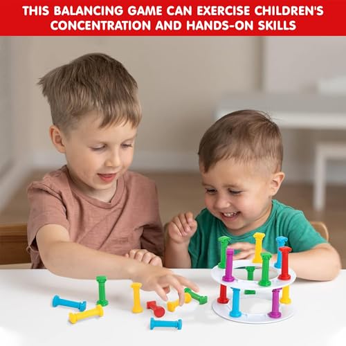 Image of Kidology Tumbling Tower Game - Classic Stacking Game, Fine Motor Skills Building Blocks With Dice Slate, Montessori Learning Toy Family Fun Game Board Games For Children, Multicolor