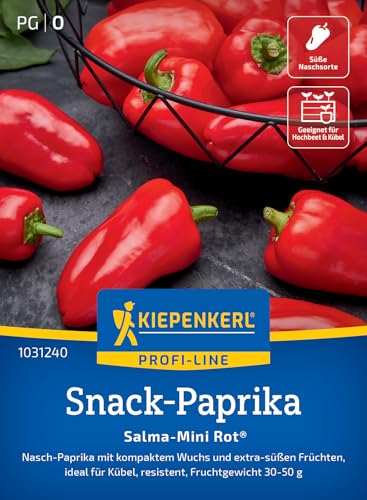 Kiepenkerl Profi-Line Paprikasamen Salma-Mini Rot 1031240 - Nasch Paprika - kompakter Wuchs - extra- süße Früchte - Saatgut Samen Gemüse Gemüsepflanzen