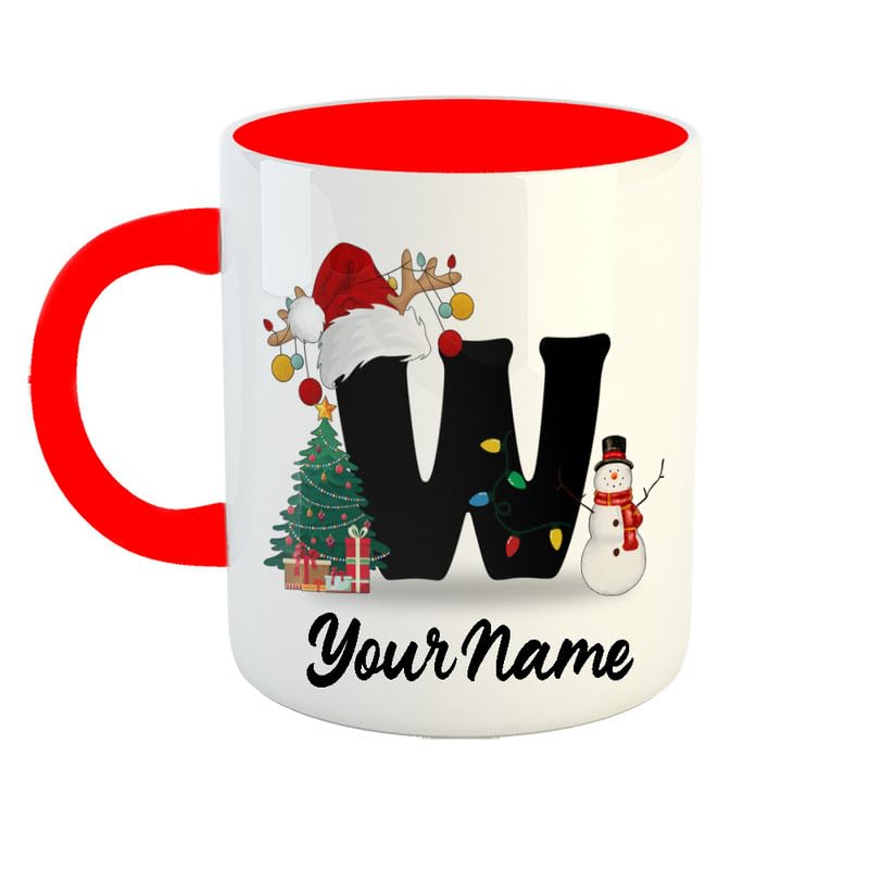 Customised/Personalised Coffee Mug/Cup with Name Printed, Christmas/Xmas Gifts, Secret Santa Gift, Alp-W-S2, R6304-RD