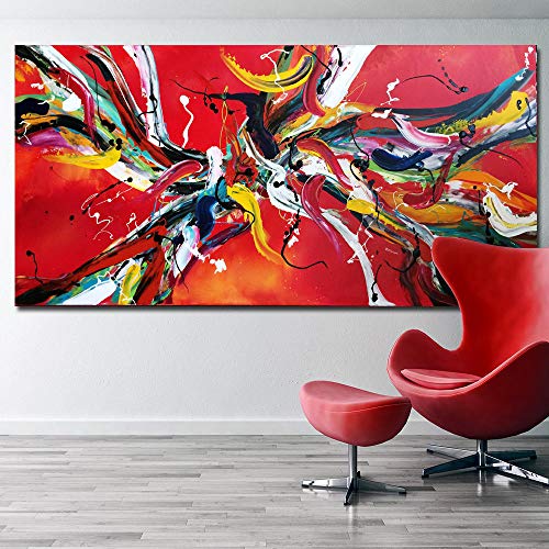Ligne rouge art abstrait Pop Art HD impression peinture abstraite sur toile moderne Art mural photo 70X140CM AUCUN CADRE Cover