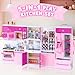 Mastom Kitchen Playset for Girls, Play Kitchen Toys for Dolls with Realistic Lights & Sounds, 56PCS Kids Pretend Play Kitchen Toy Accessories, Gifts for Toddlers Girls 3 4 5 6 Year Old