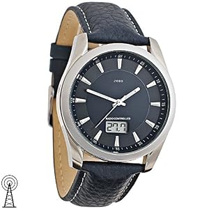 Krisma JOBO Herren Armbanduhr Funk Funkuhr Edelstahl Leder Datum Herrenuhr Krisma JOBO Herren Armbanduhr Funk Funkuhr Edelstahl Leder Datum Herrenuhr