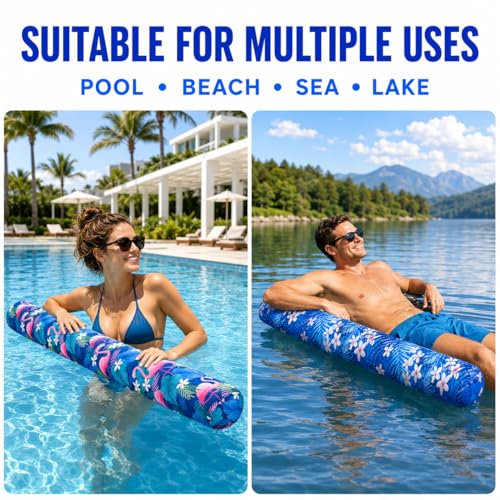 Thick Inflatable Pool Noodles 2-Pack, Replace Noodles Foam, with Portable Travel Bag, Soft Fabric-Covered Quick-Drying Swim Float Toys, Water Toy for Adults - image 5