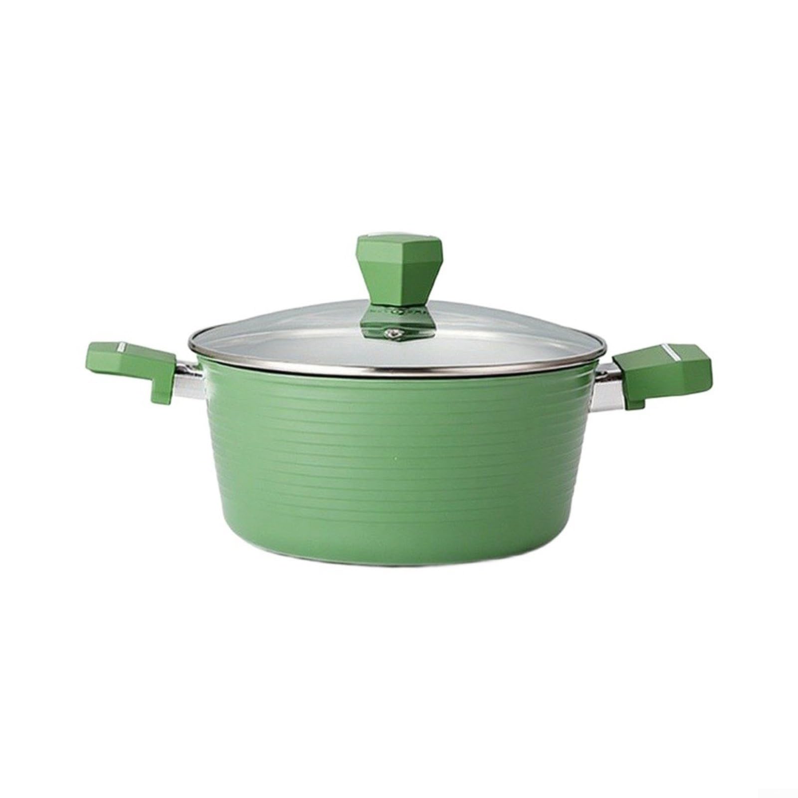 Kochtopf aus Legierung, antihaftbeschichtet, mit Deckel, 48 x 24 x 11 cm, grüner Kochtopf für Nudeln und Congee, Induktions- und Gas-kompatibel, Suppentopf für Zuhause, Küche, den täglichen