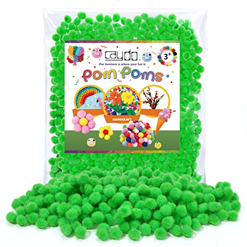 Caydo 1cm Green Pom Poms, 500 Pieces Craft Pom Poms Balls for Kids Creative Arts and Crafts School Project Supplies Craft St. Patrick's Day Decorations