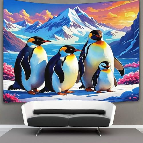 Tenture 3D pingouin pour masquer un mur vide et illuminer votre chambre - 3