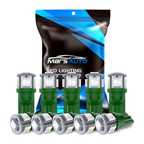 Image of Marsauto 194 LED Light Bulb Green, 168 T10 2825 LED Replacement Bulbs for Car Dome Map Door Courtesy License Plate Lights (Pack of 10)