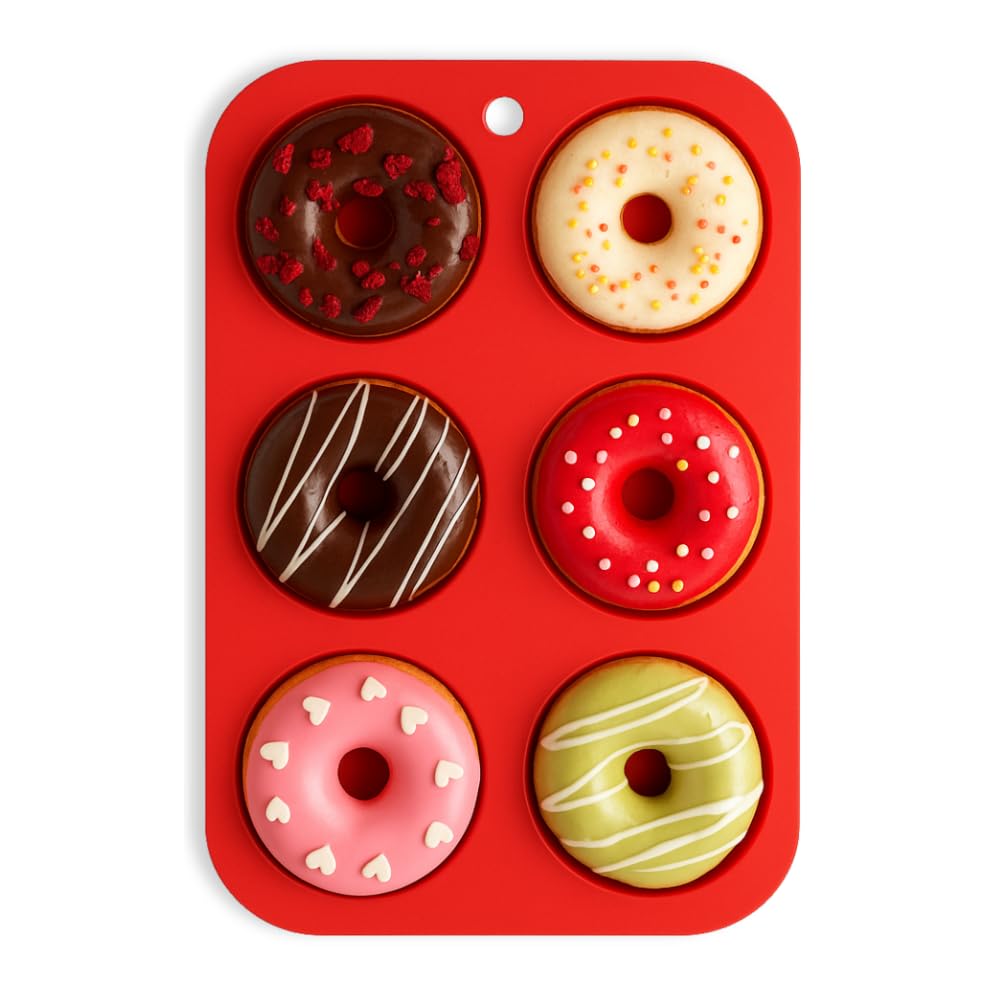 Forma de Silicone para Donuts Rosquinhas 6 Cavidades Flexível Prático Durável Resistente