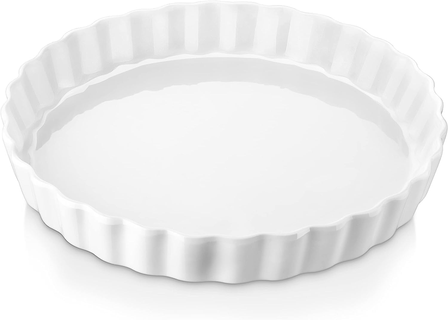 Soro Essentials- 10" Ceramic Round Quiche Baking Dish White Color Set of 12- Fluted Quiche Baking Dish Pie Pan Perfect for Tart Pies and Chicken Pot Pie Cheesecake Creme Brulee
