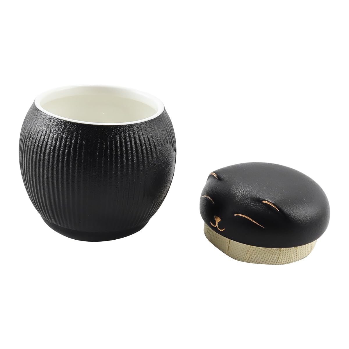 Ubric Ceramiczna urna dla kota, urna dla zwierząt, pudełko z pamięcią na popiół, urna dla kota (czarna)