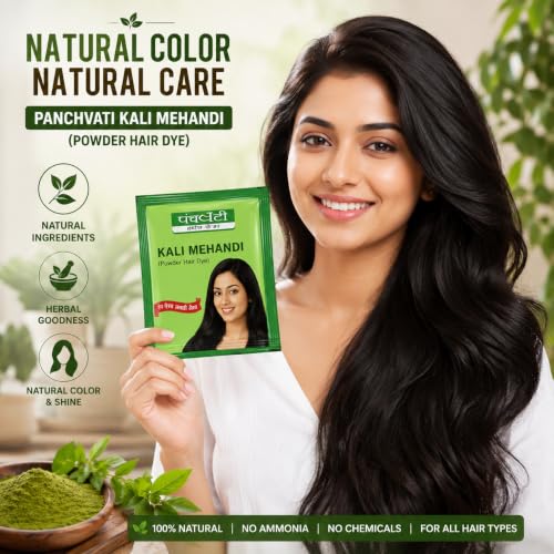Image of Panchvati Herbals Black Mehandi with Herbal Henna For Men & Women (10g, in one pouch) Pack of 5 in one box,250 Gm.