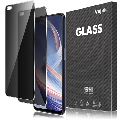 Vsjnk Privacidad Protector de Pantalla Compatible Con Oppo Reno4 Z 5G / Oppo Reno 4Z 5G Screen Protector,2 Piezas Cristal Templado 9H Dureza Sin Burbujas