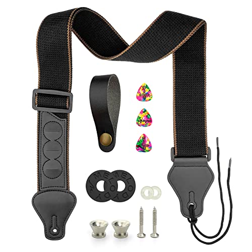 XIAPAI Sangle Guitare, Sangle de Guitare Réglable, Coton Sangle de Guitare con 3 Emplacements pour médiators, pour… - Les Beatles, Paul McCartney, John Lennon, RIngo Starr, George Harrison XIAPAI Sangle Guitare, Sangle de Guitare Réglable, Coton Sangle de Guitare con 3 Emplacements pour médiators, pour…