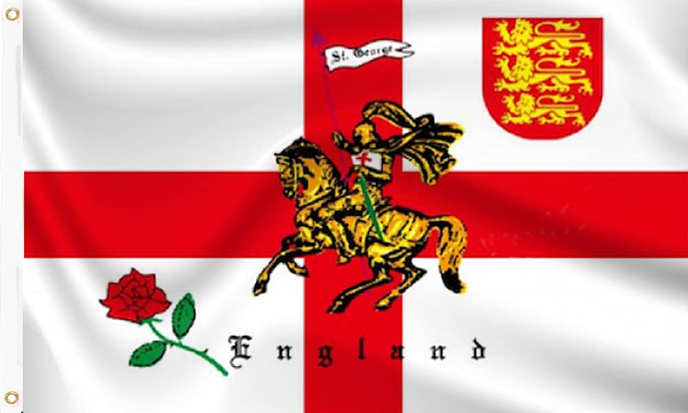 England St George Rose & Lion Flag 5'x3' (150cm x 90cm)