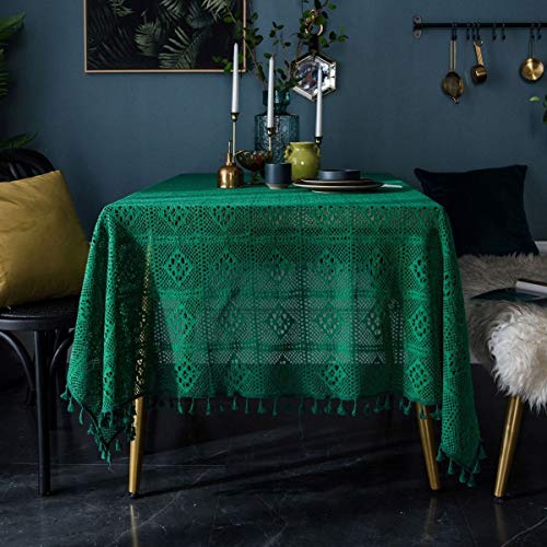 Nappe rectangulaire en dentelle de coton faite main 124x213 cm vert émeraude - 2