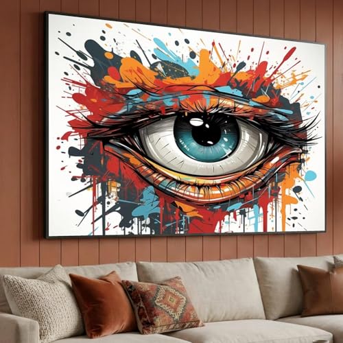Toile œil colorée pour salon moderne grand format 70x110