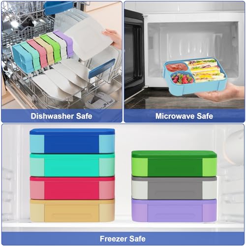 XJIANFU 900 ml Leak-Proof Bento Lunch Box With Compartments for Girls and Boys - Microwave/Dishwasher Safe (Blue) - Image 4