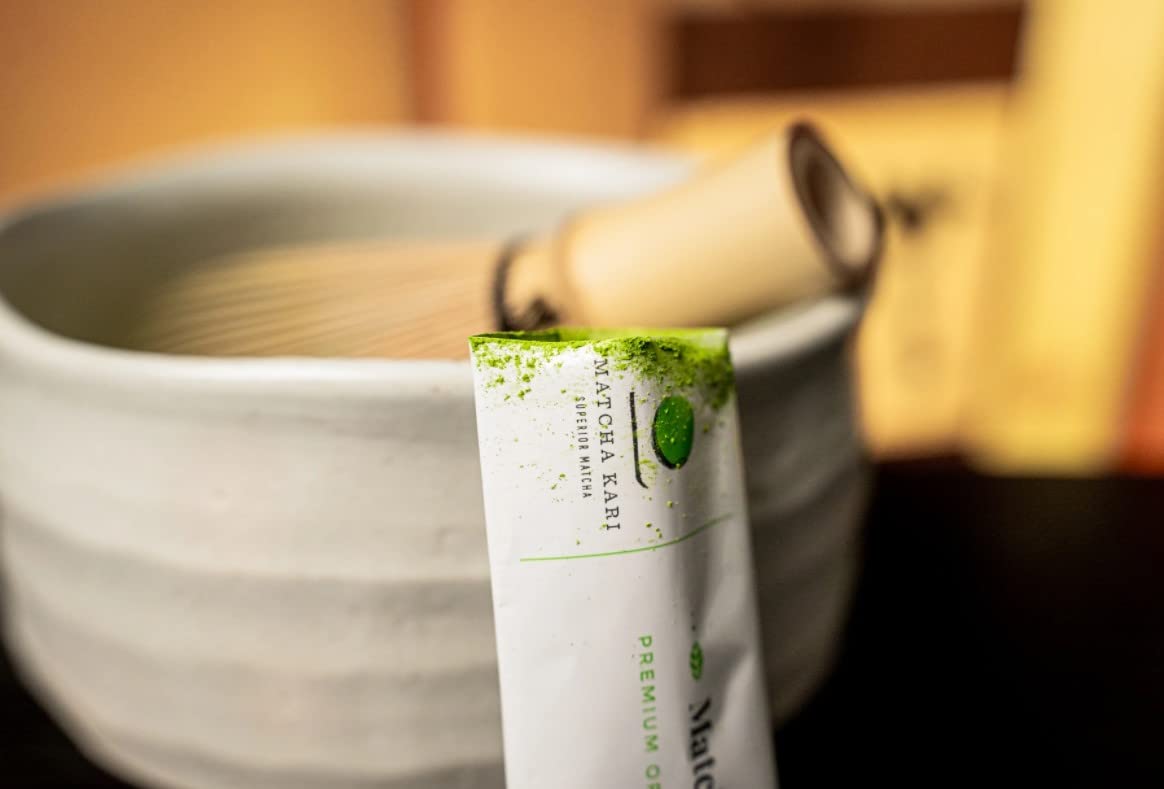 Matcha Kari Sticks Lite Kit Bundle - 24 Sticks with Bowl Scoop Sifter Whisk and Holder USDA Organic — view 9