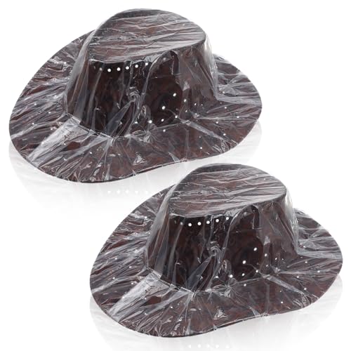 Tweruna 2 PCS Cowboy Hat Rain Cover, Plastic Waterproof Cowboy Hat Cover for Travel Storage, Unisex Cowboys Hats Protector for Storage