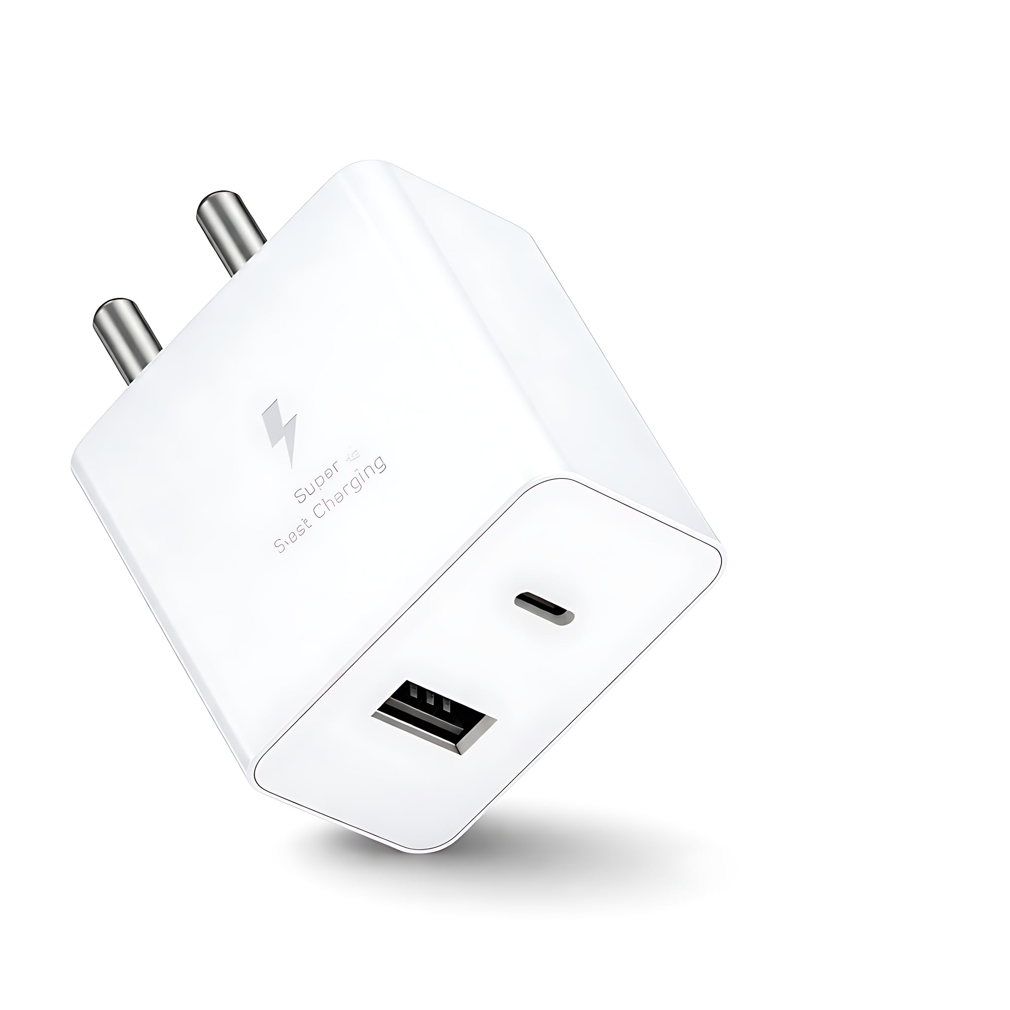 45W Rapid Fast Charging Adapter with USB-C & USB-A Dual Ports, PD & Quick Charge Support for Samsung, iPhone, Nothing & Pixel,White
