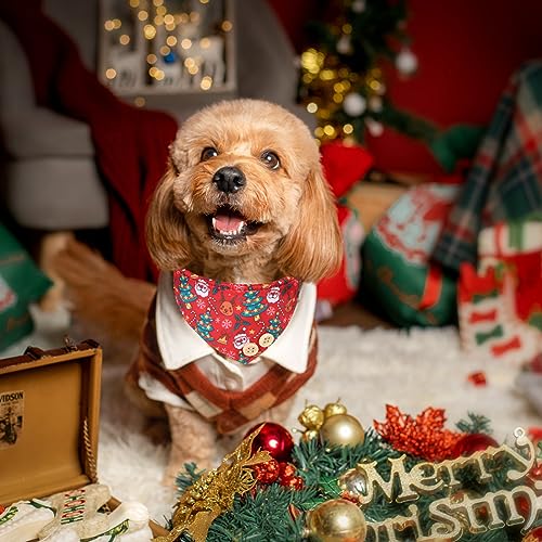 Image of EXPAWLORER Christmas Dog Collar and Leash Set - Adjustable Collars with Bow Tie, Bandana, and Bell for Small, Medium, Large Dogs and Cats - Tangle Free Leash - Perfect for Pets