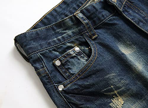 Men's Fashion Stretch Straight Ripped Distressed Jeans Sim Fit Destroyed Jeans Pants Streetwear3