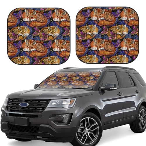 Parasol para parabrisas de coche, diseño de mariposa tribal zorro, plegable, para el coche, SUV, para interior de coche, protección completa