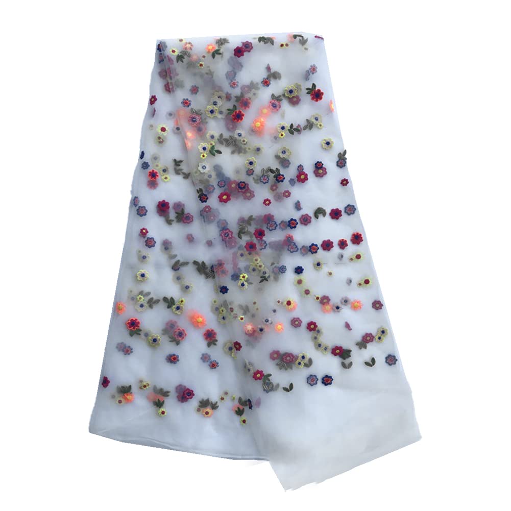 Amazon | チュール 生地 刺繍 花 フラワー 花柄 ホワイト 幅130cm 薄手  