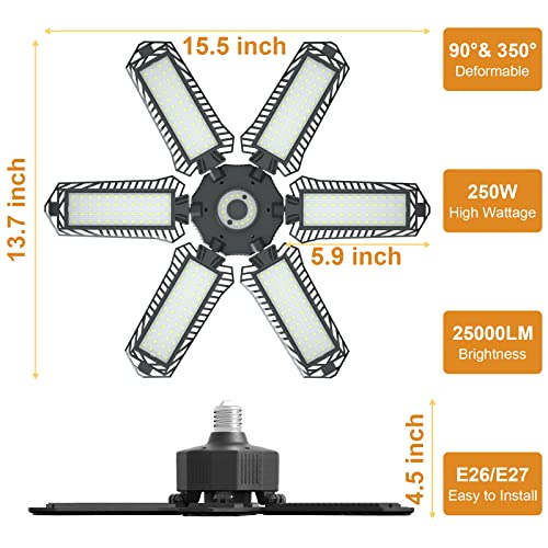 Dajoujs Led Garage Lights 2 Pack 250W Garage Light Led Garage Ceiling Lights Led Lights For Garage Attic Barn Basement Lights Led Garage Lights Bulb Led Shop Lights E26/E27 #TOP5